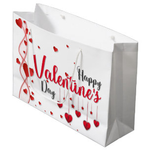 Elegant Glitter Red Happy Valentine's Day Large Gi Gift Bag