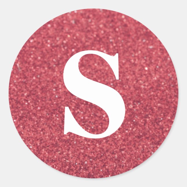 Elegant Glitter Red Monogram Envelope Seal (Front)