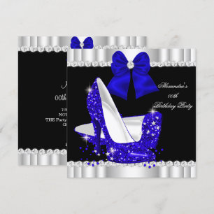 Elegant Glitter Royal Blue Glamour High Heels Invitation