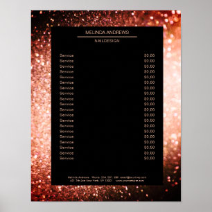 Elegant Glitter Silver Orange Price List Poster