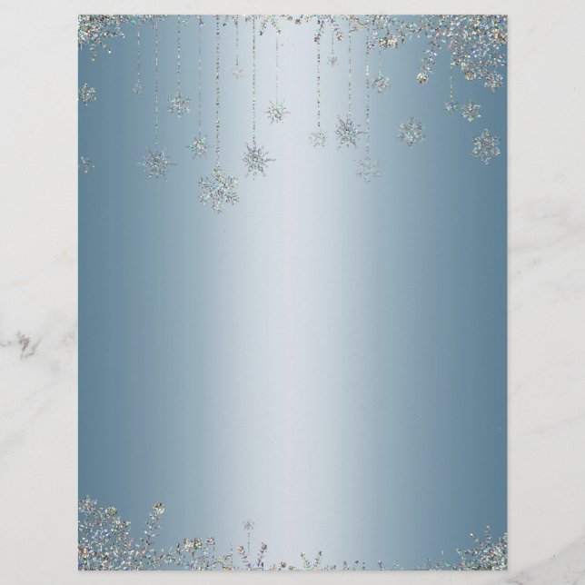 Elegant glitter snowflakes letterhead (Front)