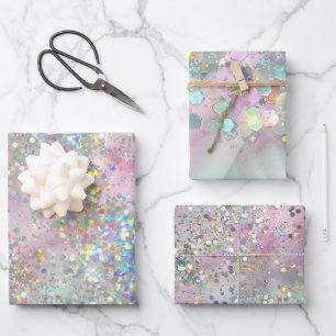 Elegant Glitter Sparkle Confetti Modern Pink Wrapping Paper Sheet