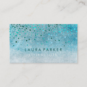 Elegant Glitter Subtle Sky Blue Faux Confetti Business Card