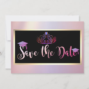 Elegant  Glitter,Tiara Graduation Save The Date