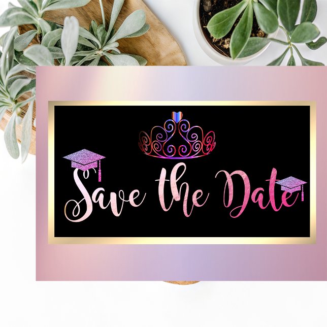 Elegant  Glitter,Tiara Graduation Save The Date (Creator Uploaded)