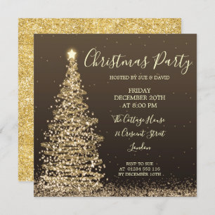 Elegant Glitter Tree Christmas Party Invitation
