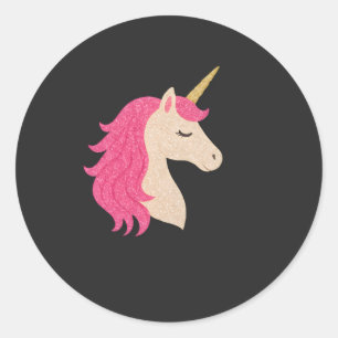 Elegant Glitter Unicorn with Sparkle Style Classic Round Sticker