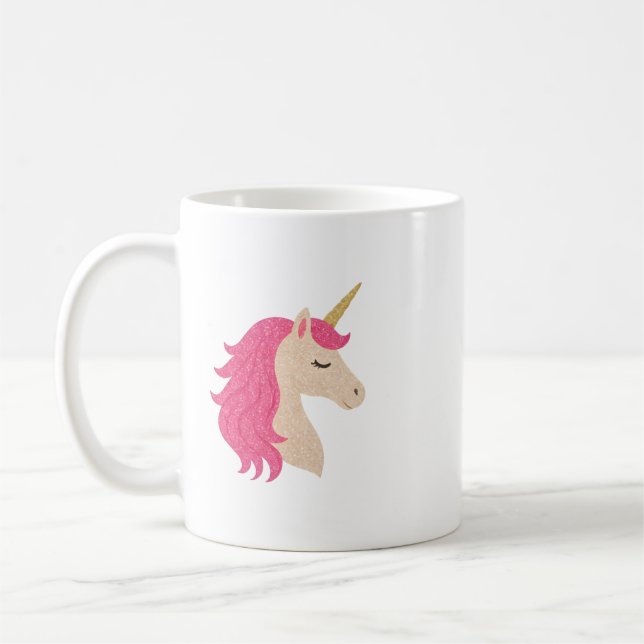 Elegant Glitter Unicorn with Sparkle Style Coffee Mug (Left)