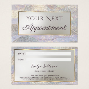 Elegant glitter watercolor waves appointment card