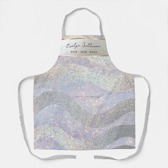 Elegant glitter watercolor waves apron (Front)
