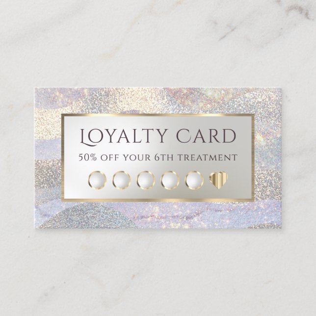 Elegant glitter watercolor waves loyalty card (Front)