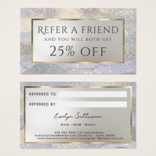 Elegant glitter watercolor waves referral card