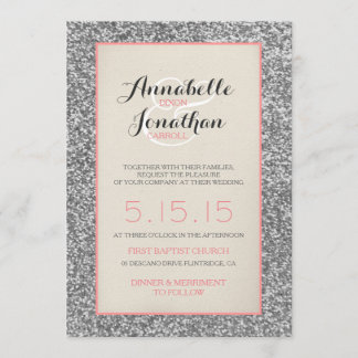 Elegant Glitter Wedding Announcement Invitation