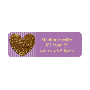 Élégant Glittered Gold Heart et violet Arrière - p