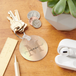 Elegant Glittering Gold Ombre Glitter Rain Modern Keychain