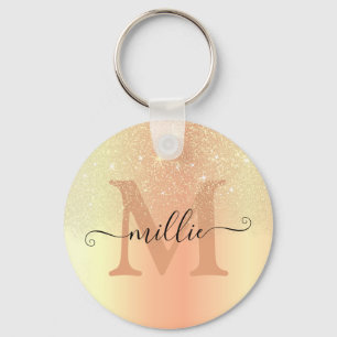 Elegant Glittering Gold Ombre Glitter Rain Modern Keychain