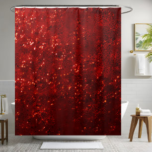 Elegant Glittering Red Sequin Shower Curtain
