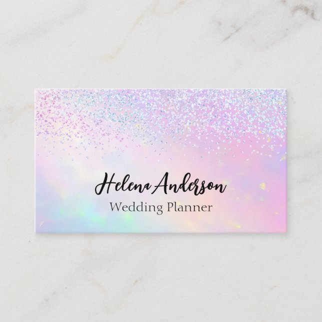 Elegant Glitters Opal Rainbow Confettis Business Card (Front)