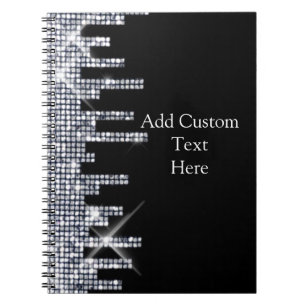 Elegant Glittery Black/Silver Glamour Notebook