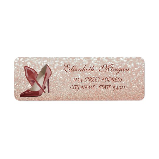 Elegant Glittery Bokeh-High Heels Address Label