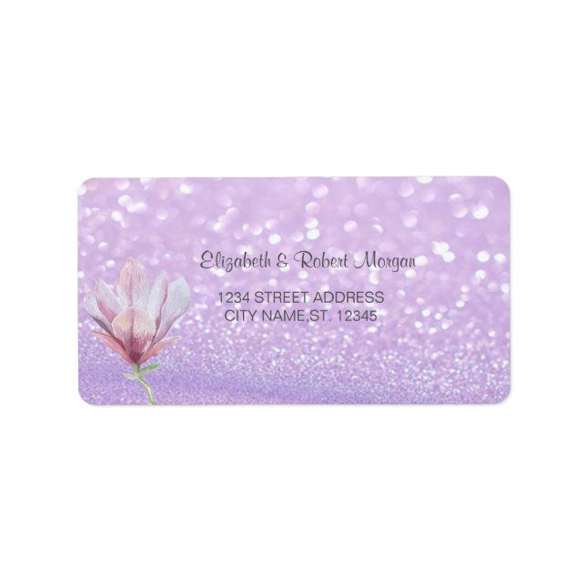 Elegant Glittery Bokeh ,Magnolia   Wedding Label (Front)