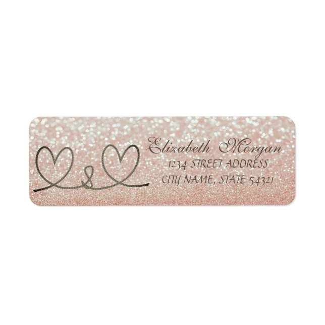 Elegant Glittery  Bokeh ,Rope Hearts Address Label (Front)