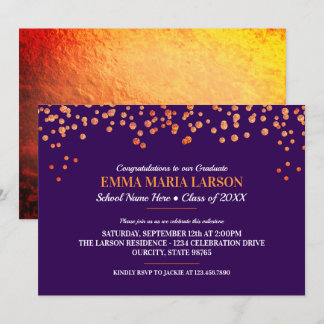 Elegant Glittery Confetti Graduation Party Invitation