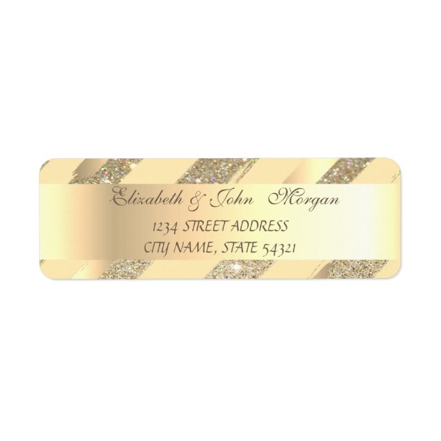 Elegant Glittery,Foil Brush Stroke Address Label (Front)