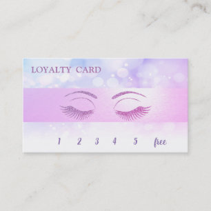 Elegant Glittery Lashes,Striped Bokeh Loyalty Card