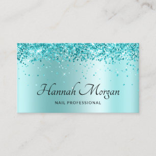 Elegant Glittery Pale Turquoise Ombre Business Card