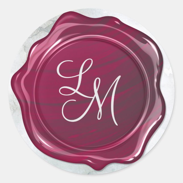 Elegant Glossy Scarlet Wine Wax Seal Monogram (Front)