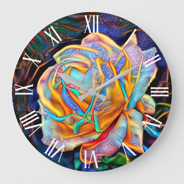 Elegant Glossy Unique Rose Art Dream Large Clock (Front)