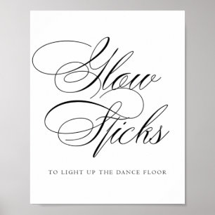 Elegant Glow Sticks Black Calligraphy   Chic Table Poster