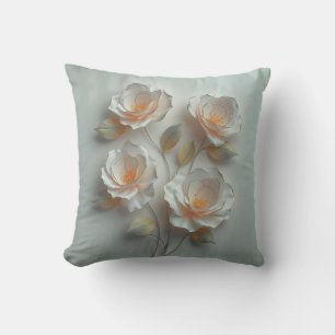 Elegant Glowing 3 D Flowers Throw Pillow