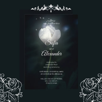 Elegant Glowing Flower Dark Floral Vintage Wedding Invitation