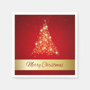 Elegant Glowing Merry Christmas Tree Napkin