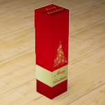 Elegant Glowing Merry Christmas Tree Wine Gift Box<br><div class="desc">Modern,  elegant and festive Christmas illustration featuring a Christmas tree made of shiny stars on a red background with snowflakes and a golden border.</div>