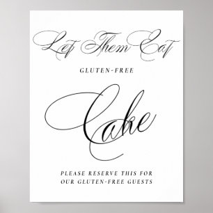 Elegant Gluten Free Cake Black Calligraphy   Table Poster