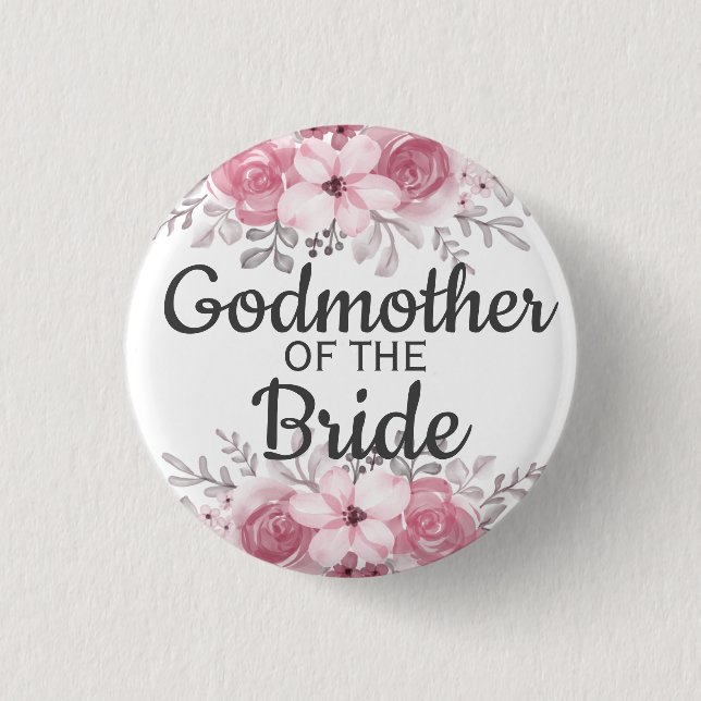 Elegant godmother of the bride  1 inch round button (Front)