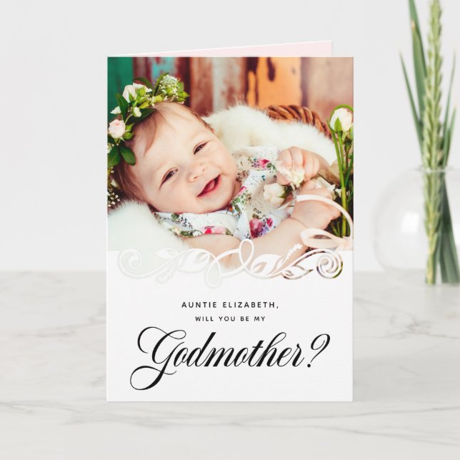Elegant Godmother Photo Proposal Card (Front)
