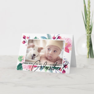 Elegant Godmother Proposal Floral 2 Photo Card