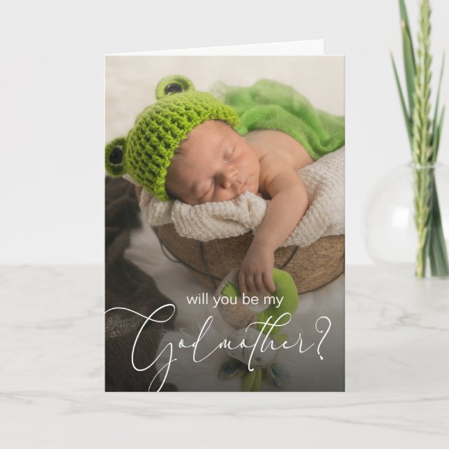 Elegant Godmother Request Photo Card (Front)