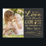 Elegant God's Love Gold Type Christmas Photo Black Holiday Card<br><div class="desc">This beautiful multiple photo holiday card features gold typography, which reads "May God's Love fill your Hearts and Home this Holiday Season and throughout the New Year." Dark grey background. One photo template on the front - three on the back. Modern, elegant, simple - a perfect greeting for family and...</div>