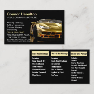 Elegant goid Black Mobile Auto Car Wash Detailing  Business Card