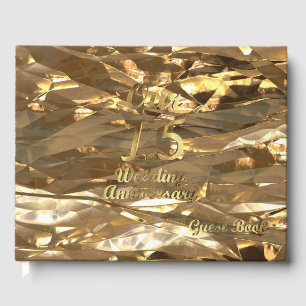 Elegant Gold 15th Wedding Anniversary Guest Book