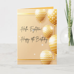 Elegant Gold 18th Birthday Card with Balloons