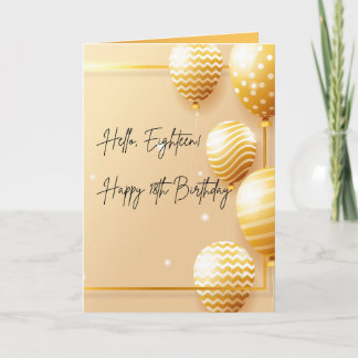 Elegant Gold 18th Birthday Card with Balloons