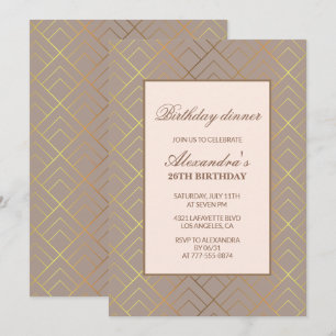 Elegant Gold 26th birthday invitations Dinner