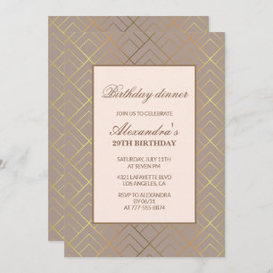 Elegant Gold 29th birthday invitations Dinner