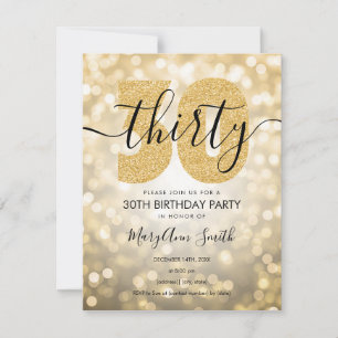 Elegant Gold 30th Birthday Party Invitation